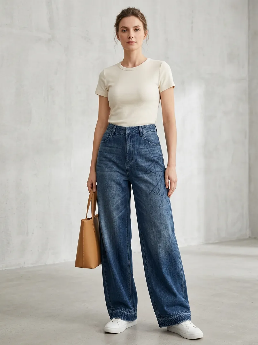 Women's Wide Leg Casual Denim Jeans