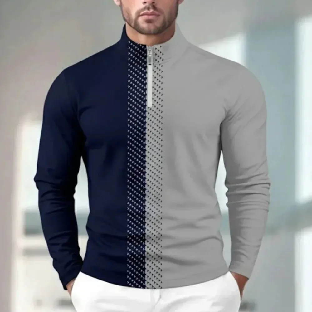 Casual Midweight Long Sleeve Pullover Golf Shirt