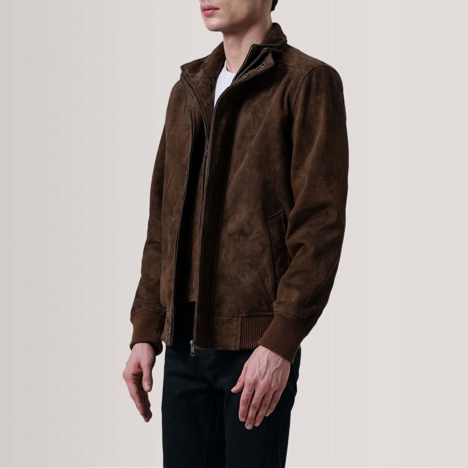 Men's Rugged Bomber Suede Jacket