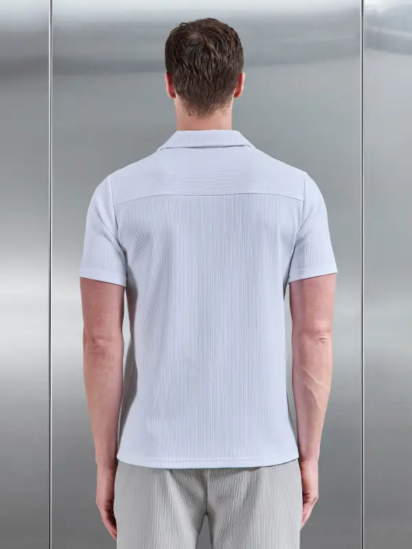 Pleated Jersey Revere Collar Shirt