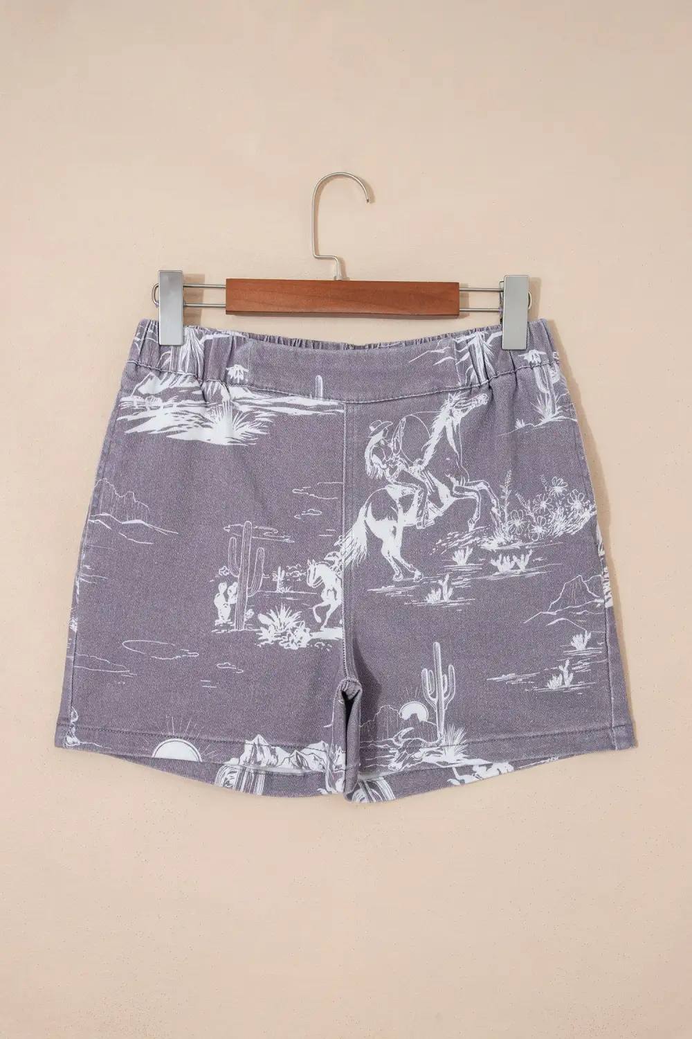 Elastic-Waist Cotton Denim Shorts
