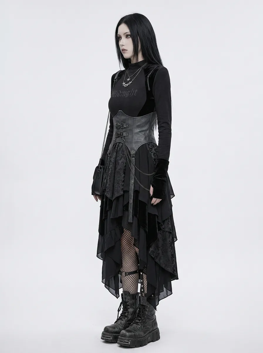 Women's Gothic Midnight Letter Printed Long Sleeve Top
