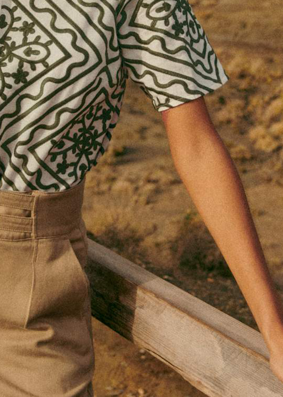 Beige High Rise Straight Leg Pants