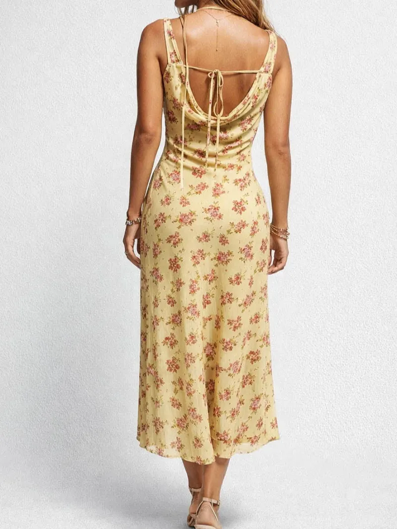 Cowl Neck Sleeveless Midi Dress