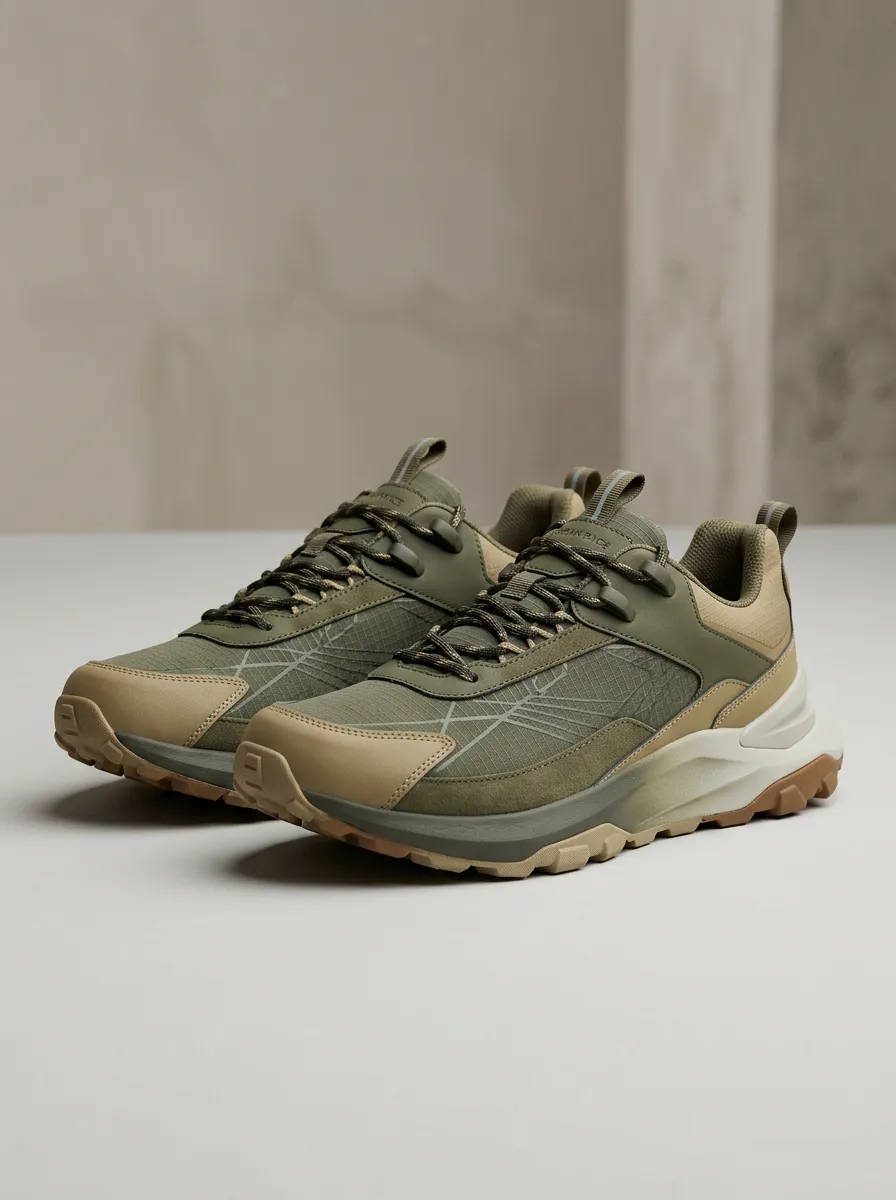 Hiking-Inspired Grid Casual Sneakers