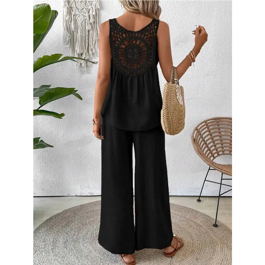 Relaxed Round Neck Tank and Wide Leg Pants Set