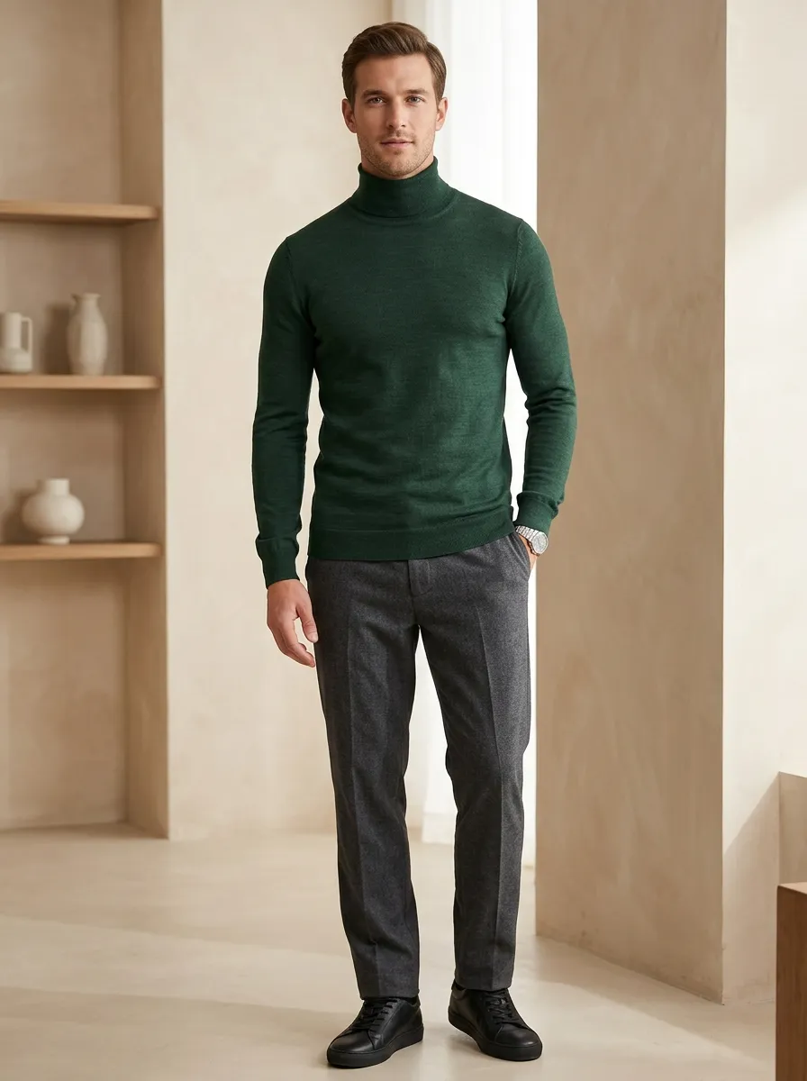 Men's Daily Layering Turtleneck Casual Long Sleeve Top