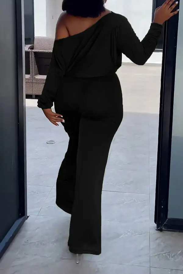 Drawstring Slash Neck Batwing Sleeve Jumpsuit