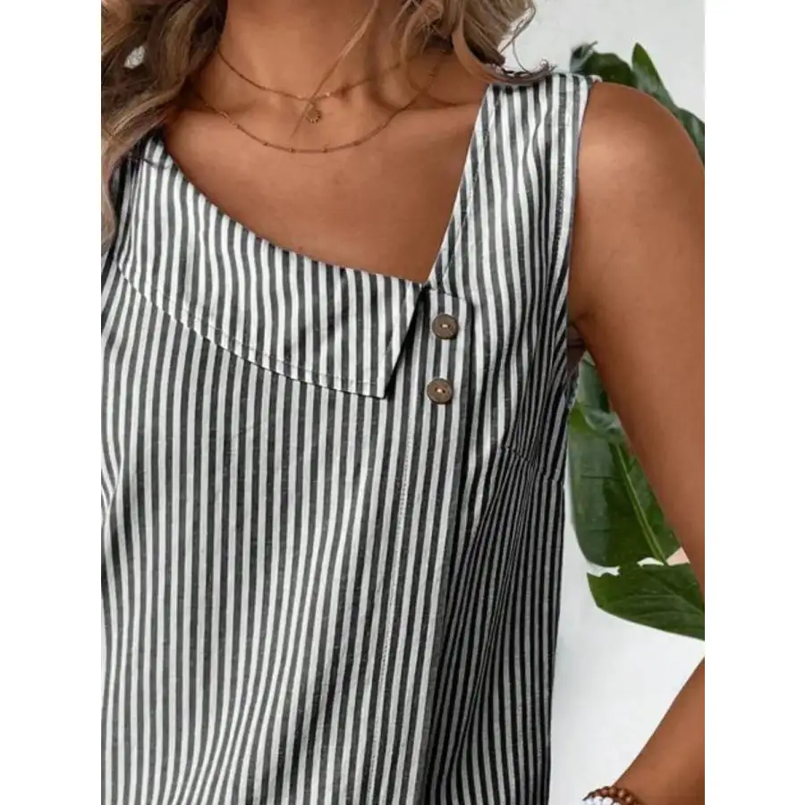 Decorative Button Asymmetrical Tank