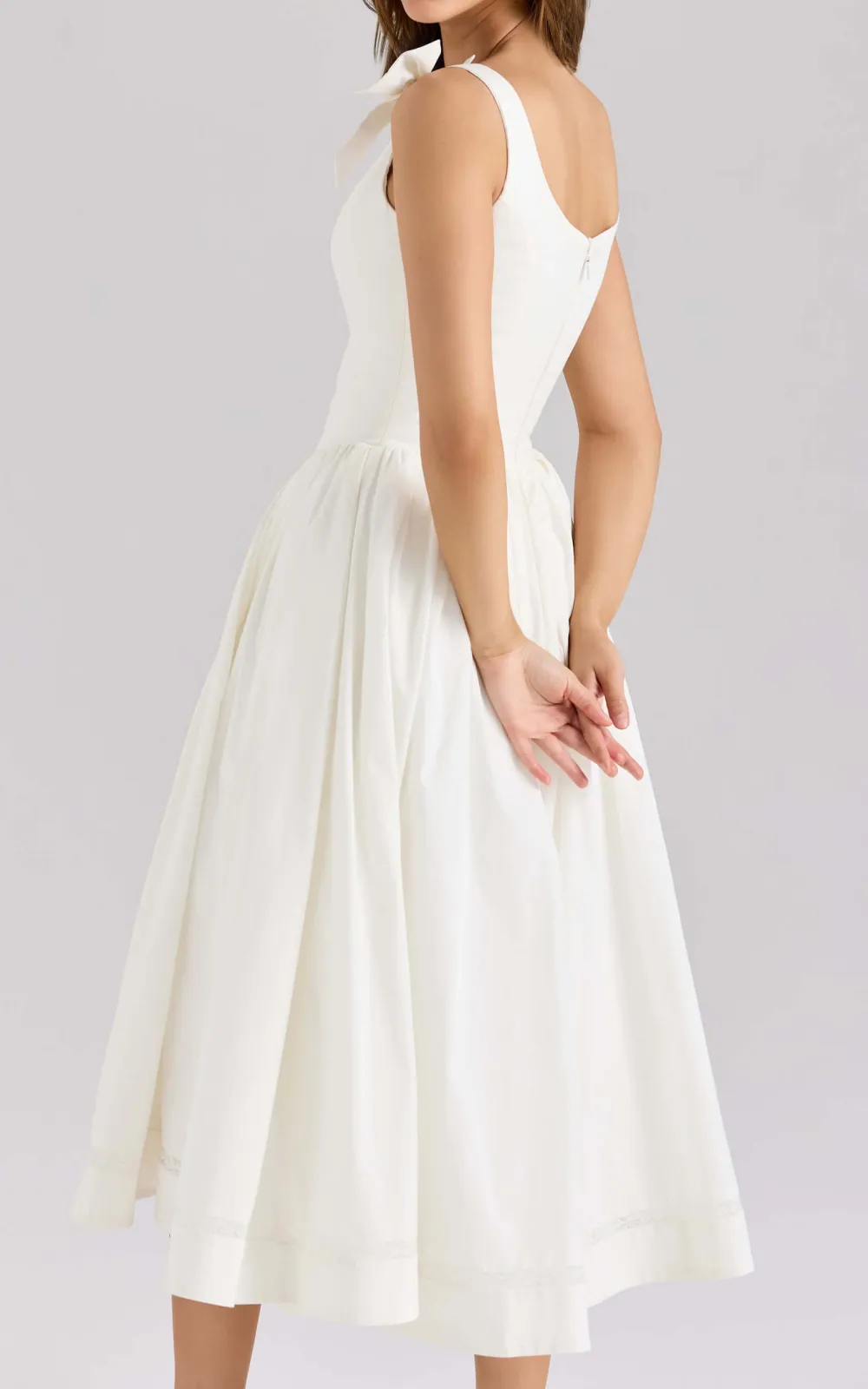 Retro Drape Bow Pleated Midi Dress