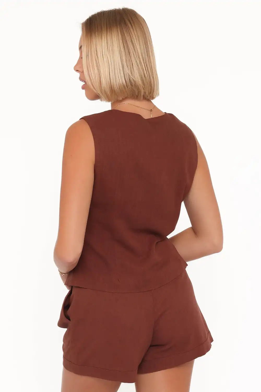 Linen Blend High Waist Pleated Casual Shorts