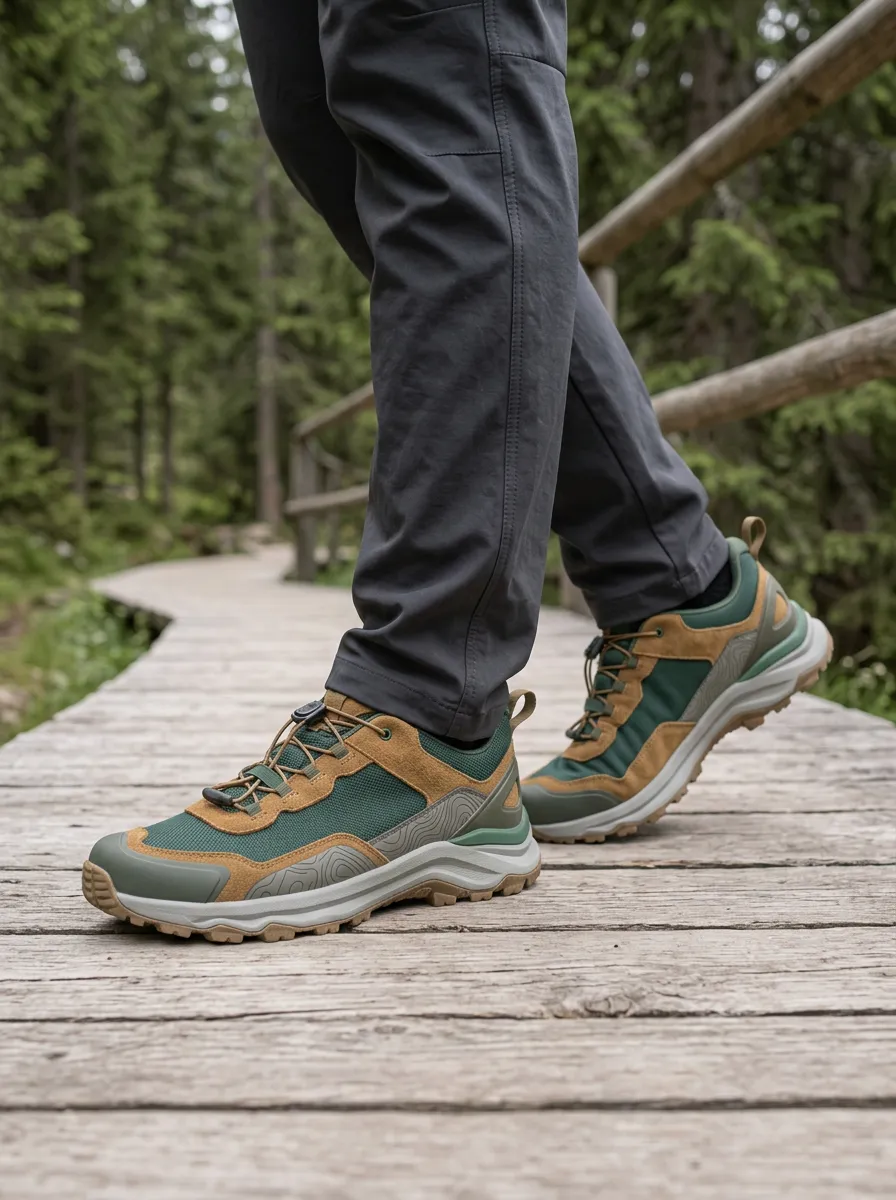 Men's Hiking Lover Topographic Pattern Printed Shoes