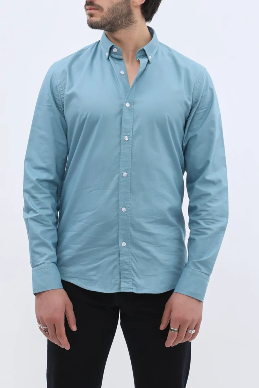 Layer Friendly Oxford Long Sleeve Cotton Men's Button Down Shirt