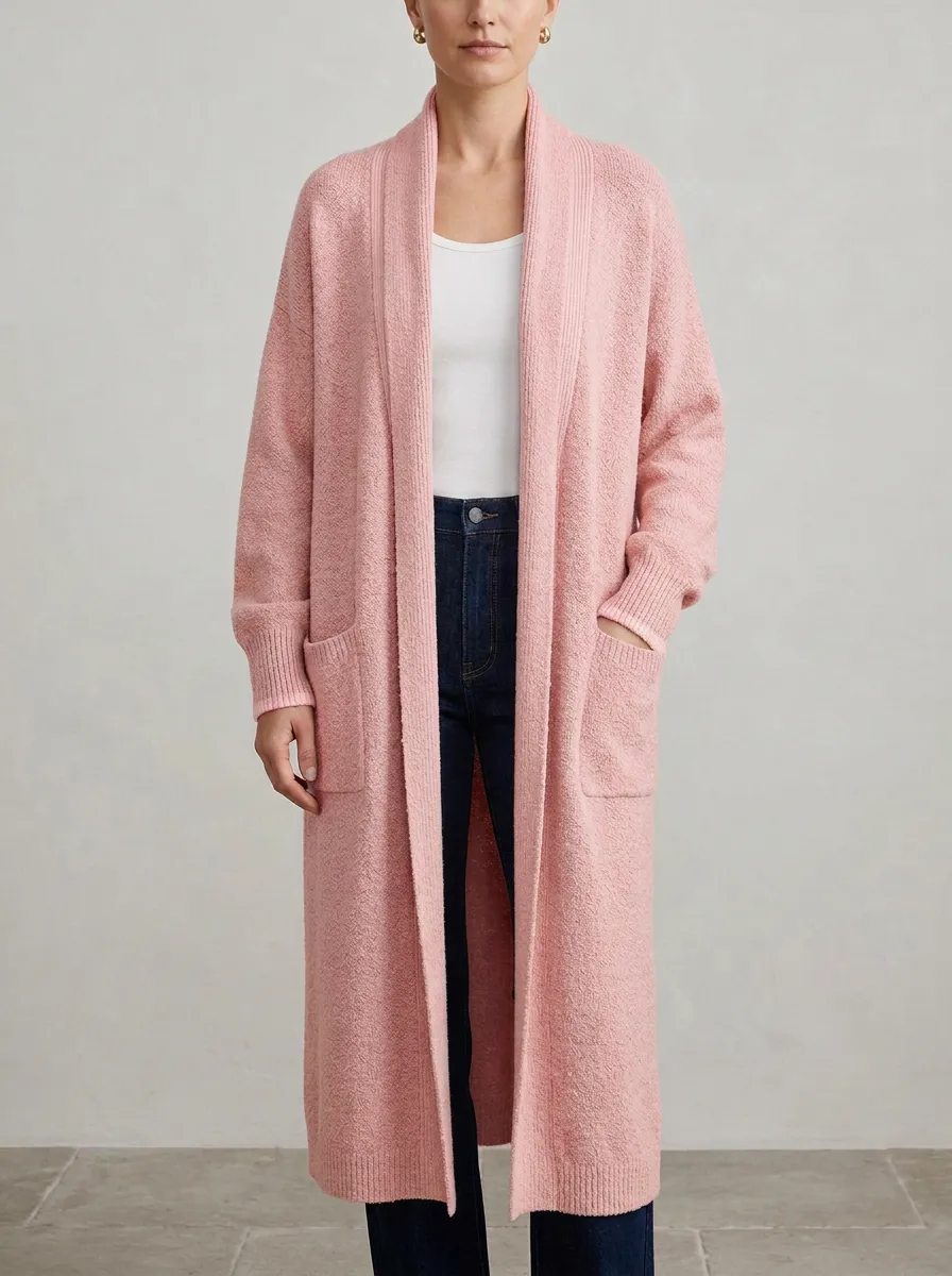 Women's Casual Ribbed Minimal Knit Cardigan