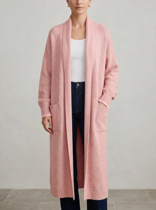 Women's Casual Ribbed Minimal Knit Cardigan