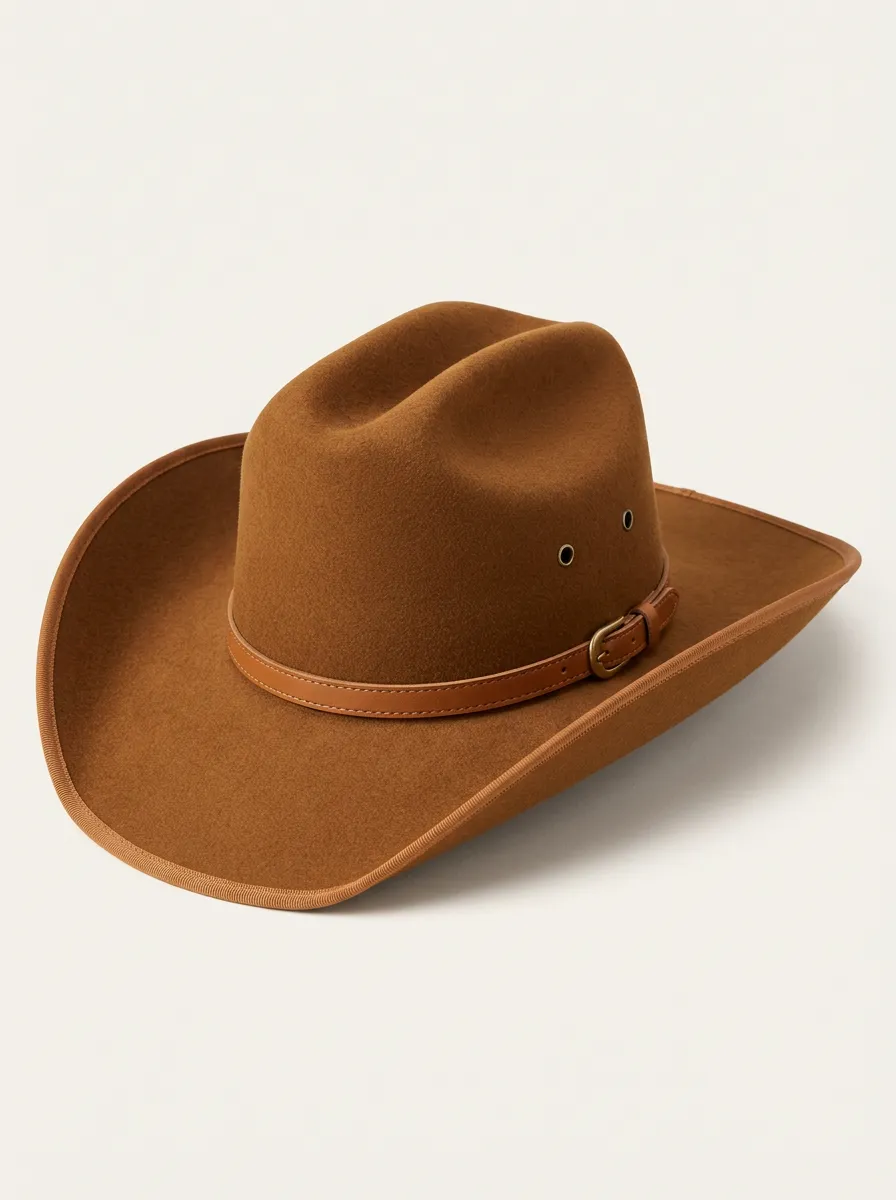 Distinctive Simple Band Western Hat in Brown