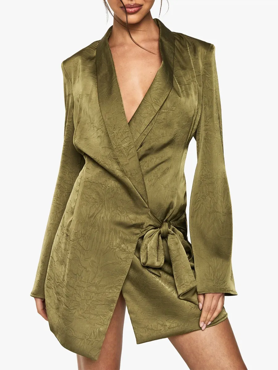 Women's Pink Belted Asymmetric Blazer Dress