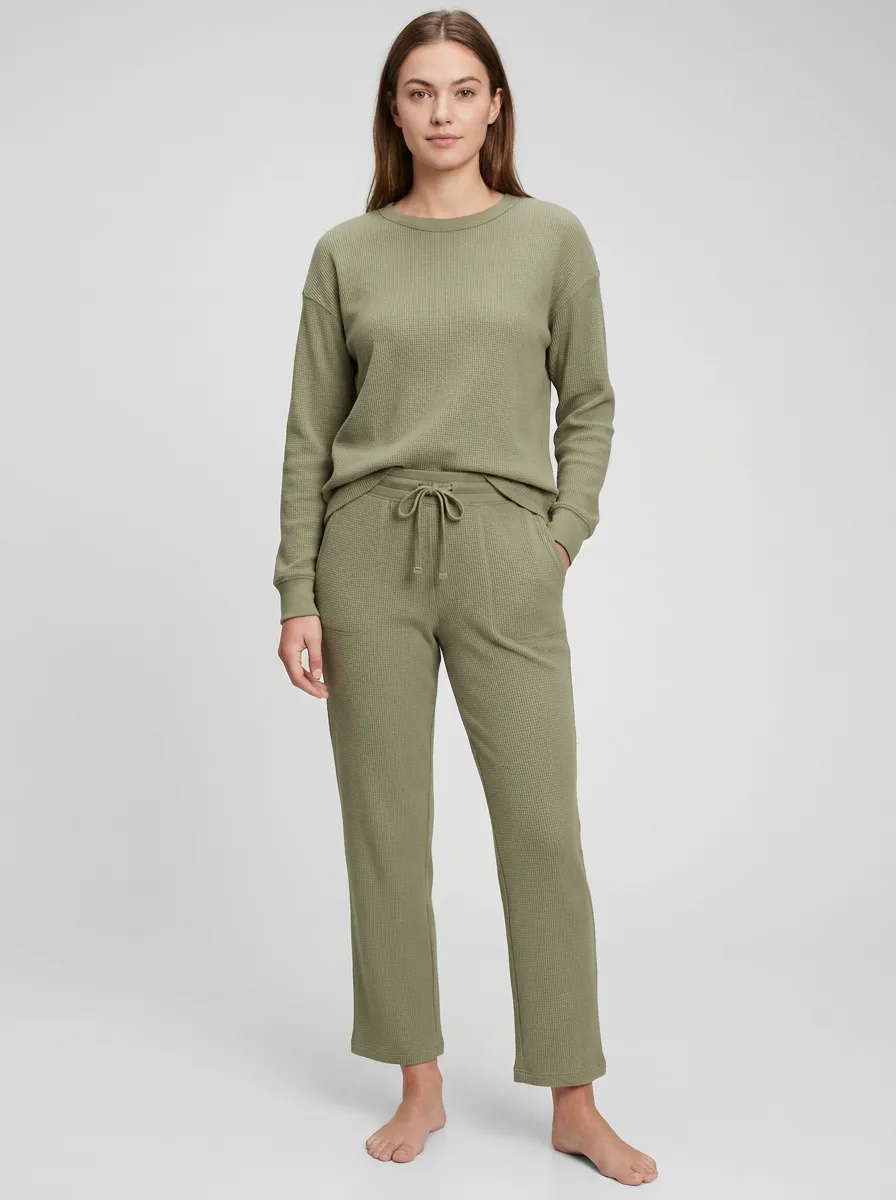 Women's Drop Shoulder Waffle Lounge Set