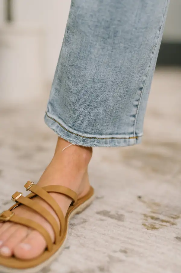 Denim High Rise Straight Leg Distressed Jeans