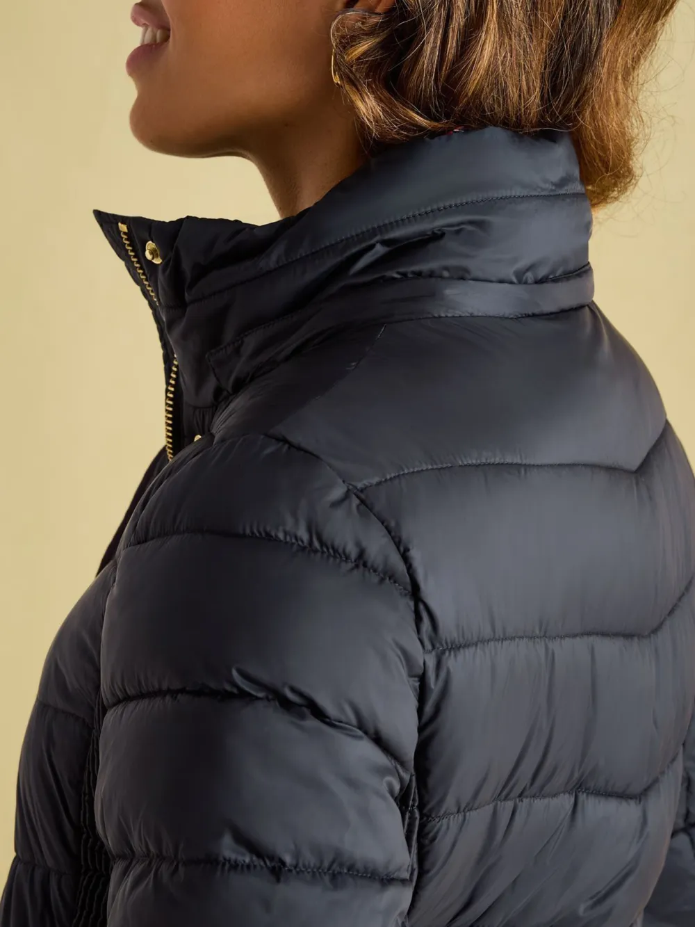 Navy Blue Showerproof Longline Padded Coat
