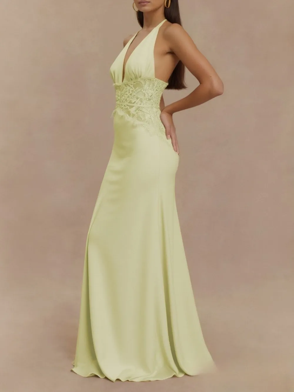 Polished Detail Lace Maxi Dress