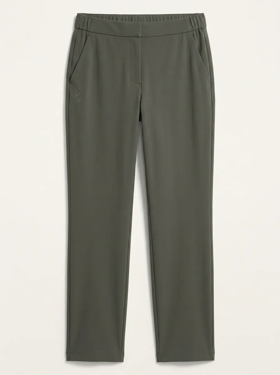 Women's Urban All Day Floral Embroidered Mid Rise Straight Leg Pants
