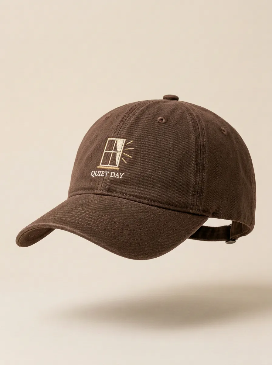 Modern Quiet-Day Window-Motif Embroidered Minimal Unisex Baseball Cap