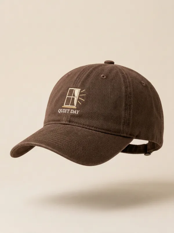 Modern Quiet-Day Window-Motif Embroidered Minimal Unisex Baseball Cap