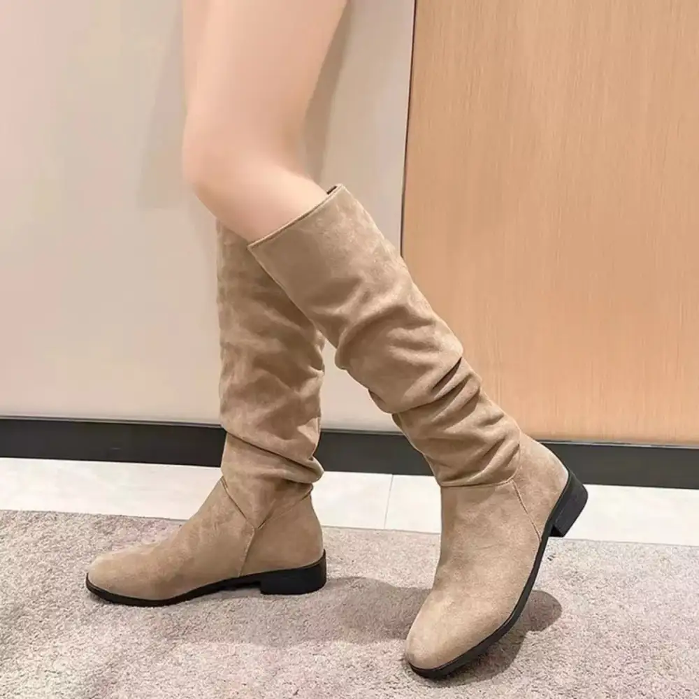 Soft Round Toe Block Heel Boots