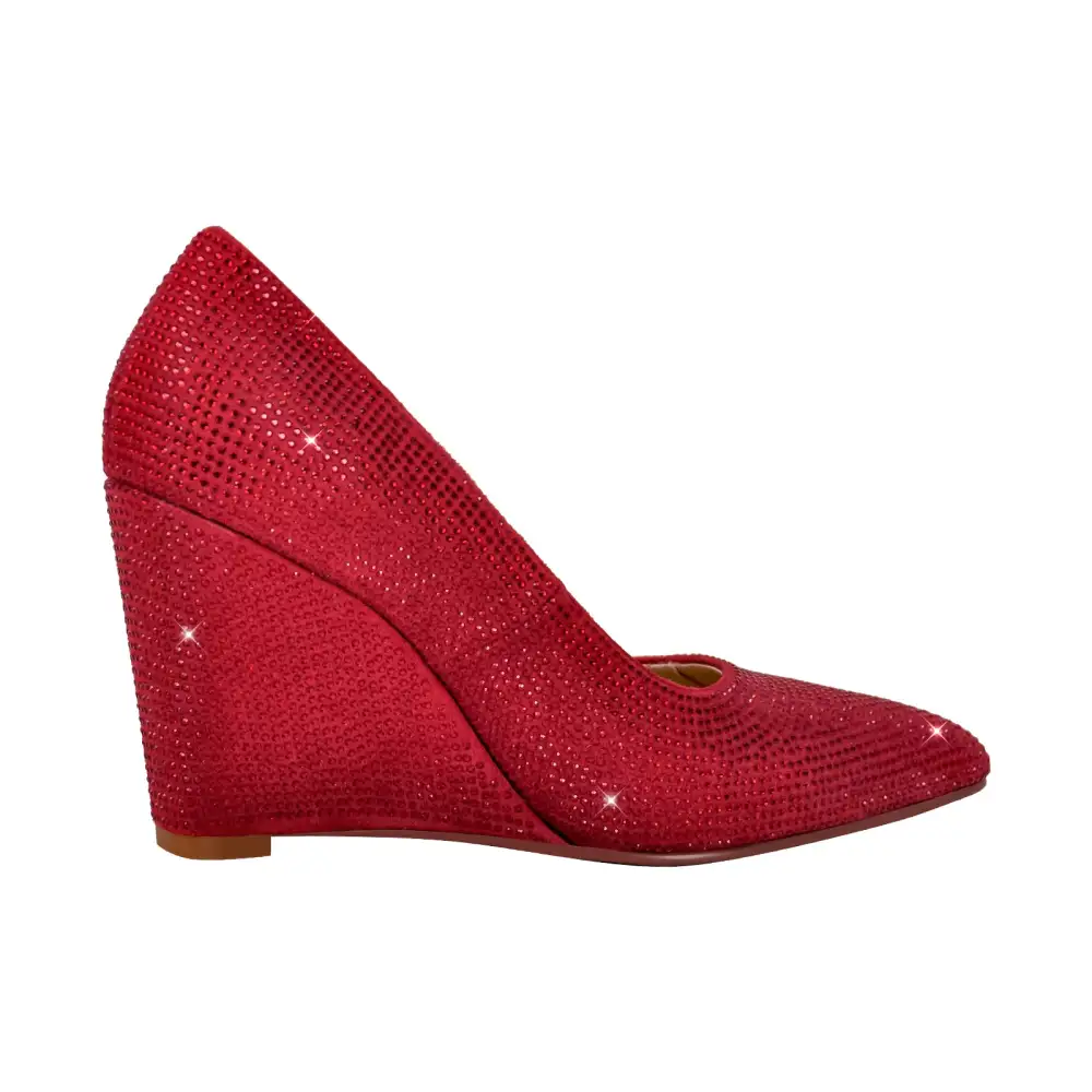 Rhinestone Pointed Toe Mid Heel Pumps
