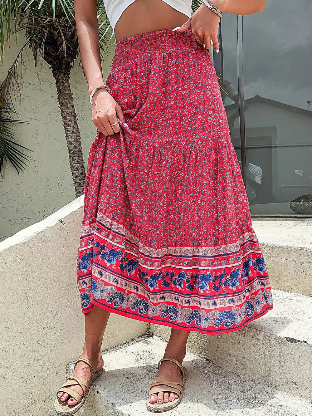 Natural Refined Printed Skirt