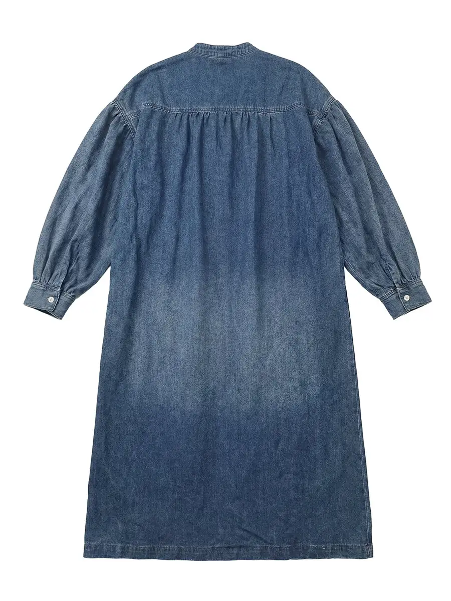 Sleeves Buttoned Long Neck Maxi Dress