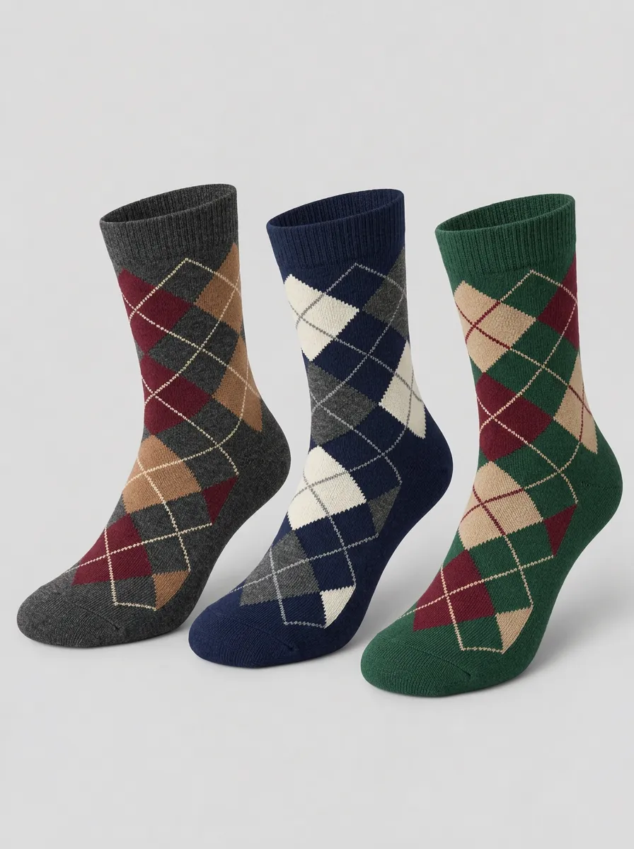 Men's Traditional Argyle Crew Socks 3-Pack