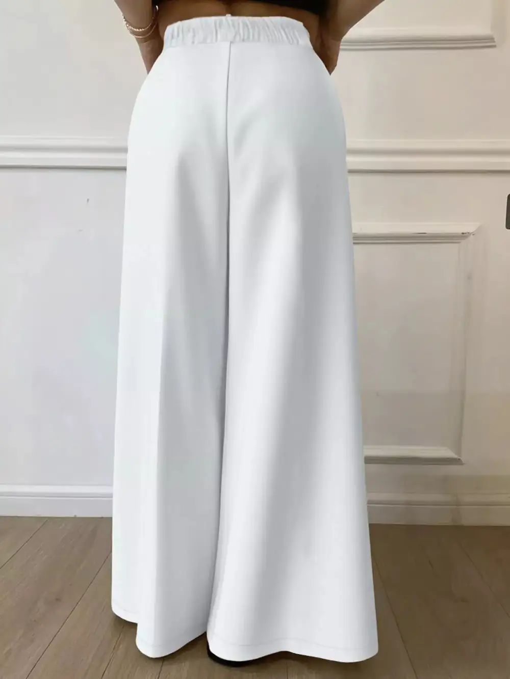Wide Leg Elastic Waist Drawstring Pocketed Pants