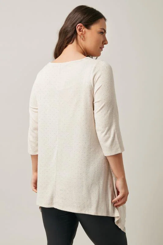 Natural Brown Studded Detail Hanky Hem Top detail 2