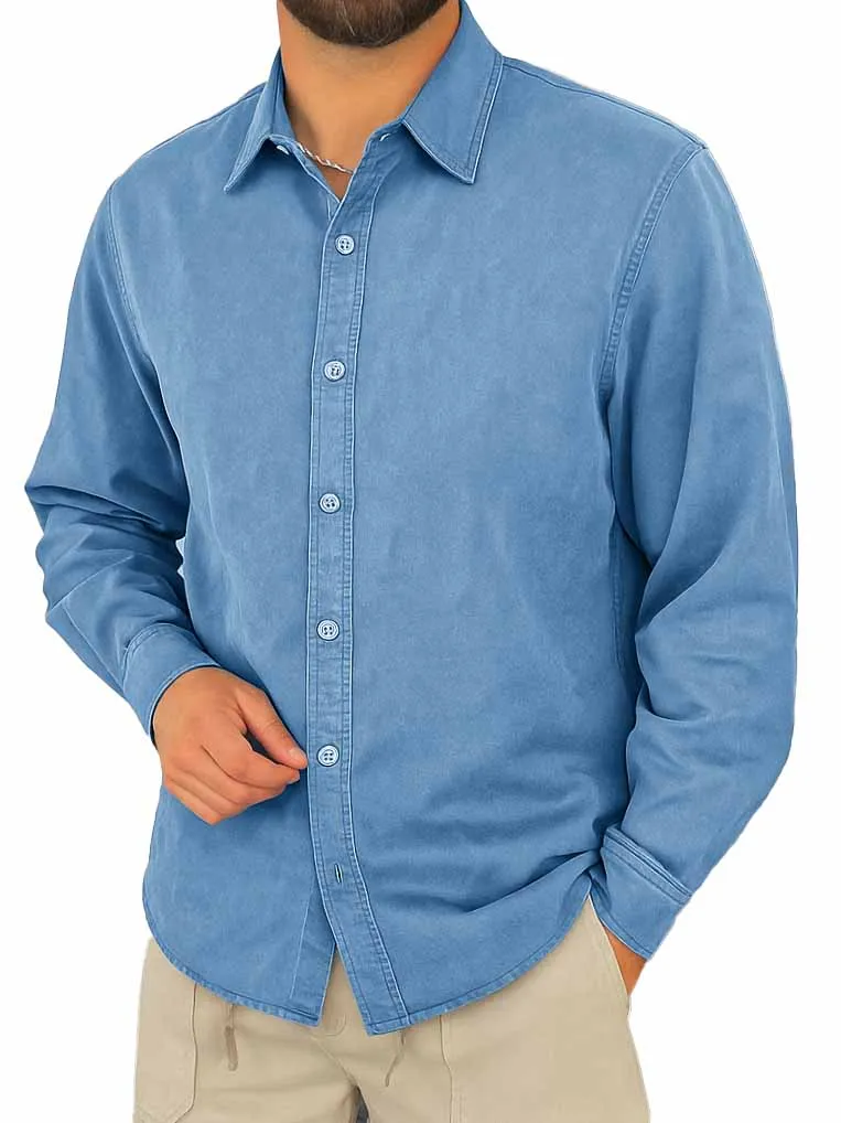 Comfort Fit Long Sleeve Camp Collar Shirt
