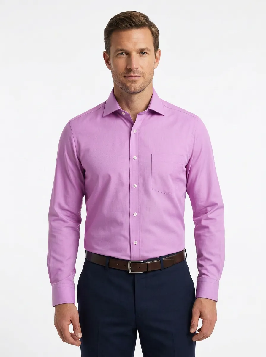 Men's Refined Button-Down Solid Dress Shirt