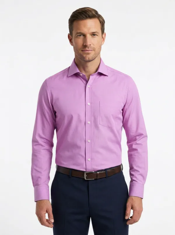 Men's Refined Button-Down Solid Dress Shirt