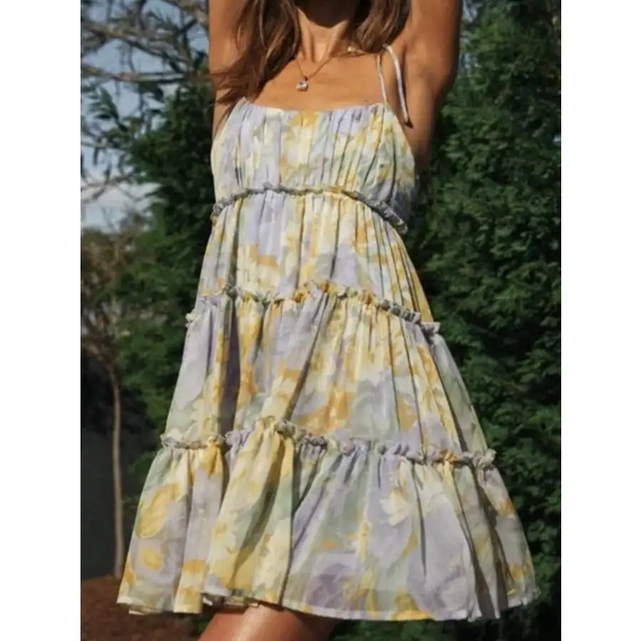 Tie-Strap Tiered Mini Dress