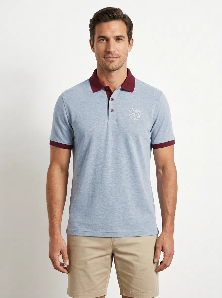 Casual Botanical Leaf-Pattern Men's Polo Shirt