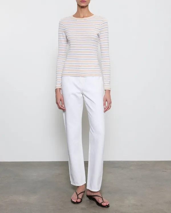 Stripe Classic L/S Tee Wheat/white Stripe