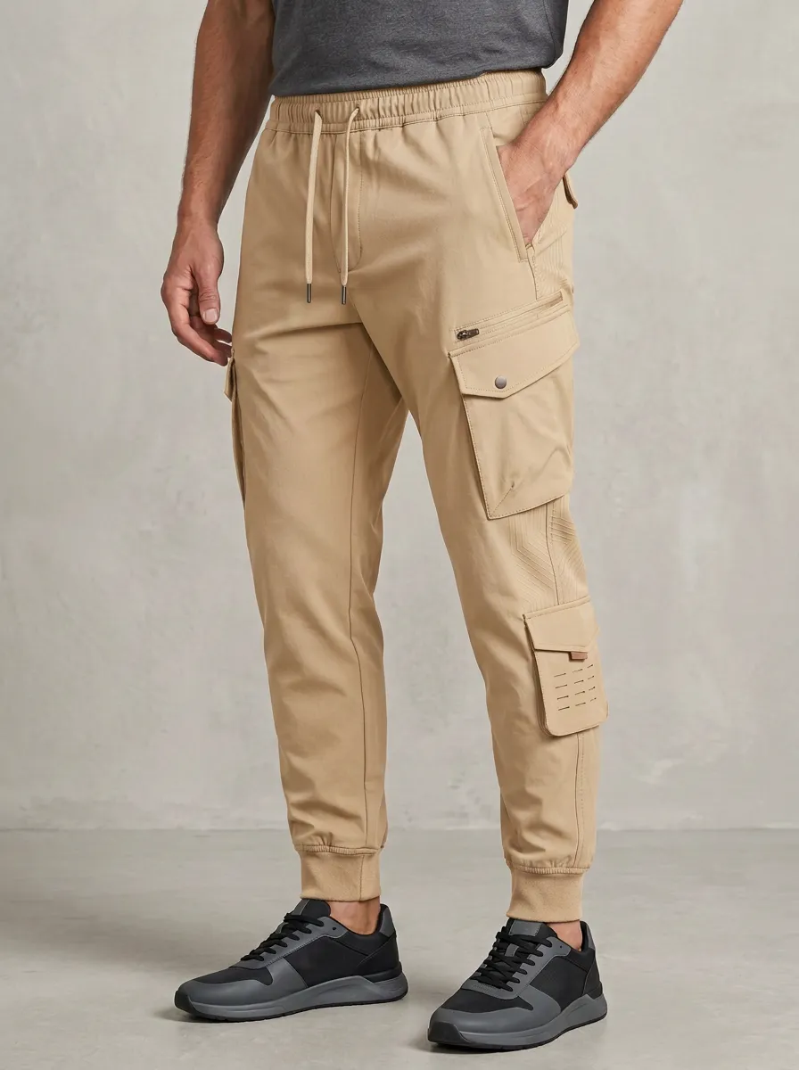 Outdoor-Inspired Geometric Graphic Print Daily Wear Men's Cargo Jogger Pants