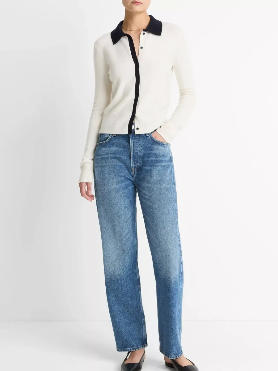 Contrast Collar Cardigan