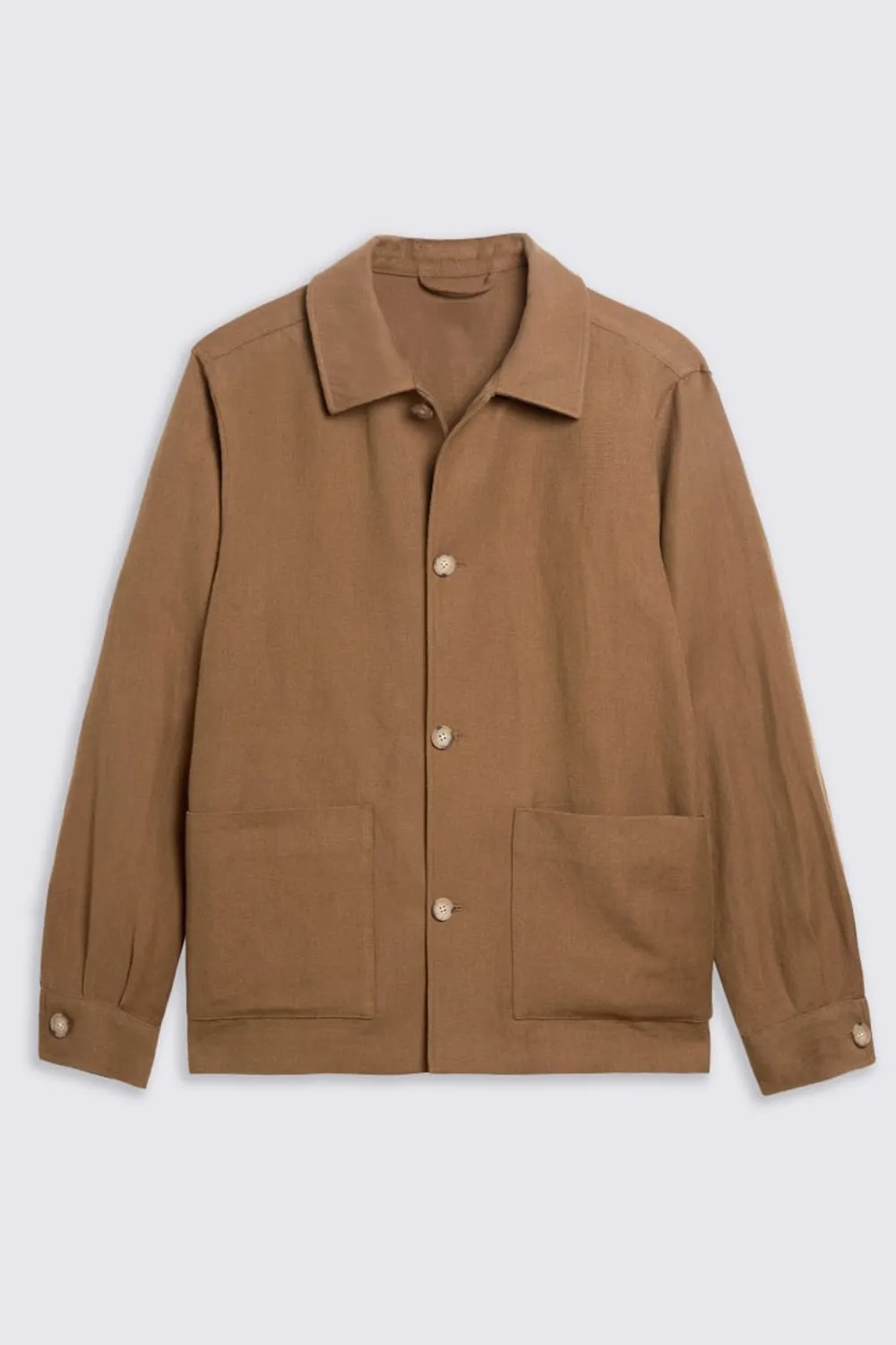 Wool And Linen Blended Men's Shirt Jacket  Khaki