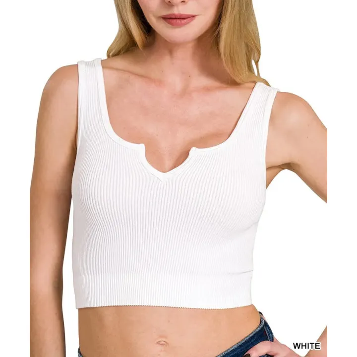Seamless Split Neck Bra Tank Top