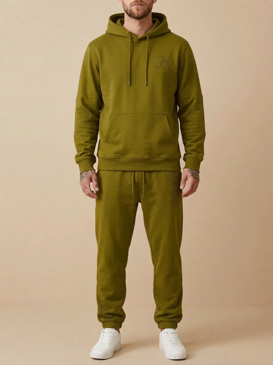 Men's Minimalist Topographic Print Jogger Set
