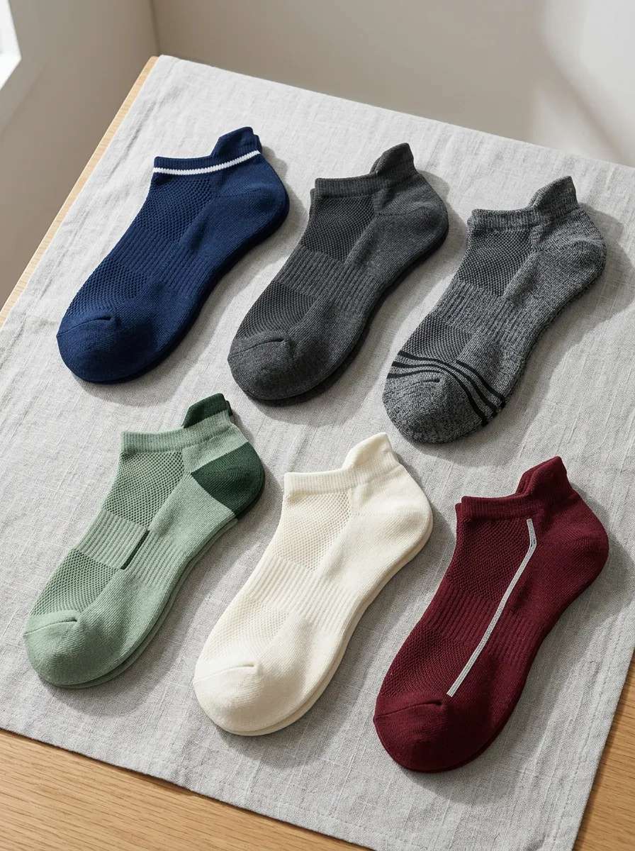 Men's Athletic Casual Multi-Color Mesh Breathable Ankle Socks