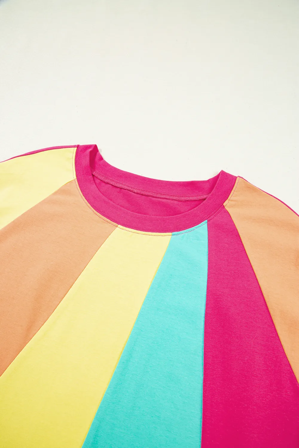 Rose Red Block Ruffled Crew Tee