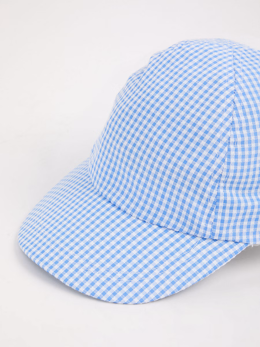 Blue Gingham Cap detail 1
