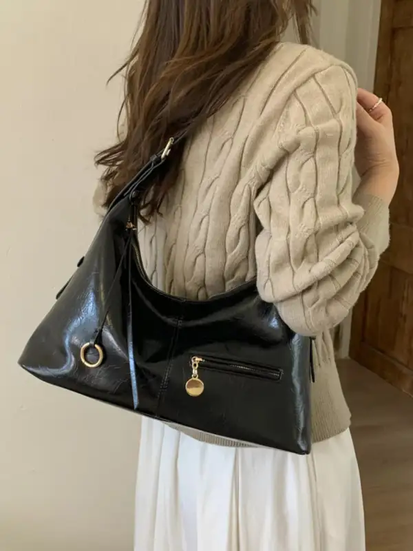 Faux Leather Hobo Shoulder Bag